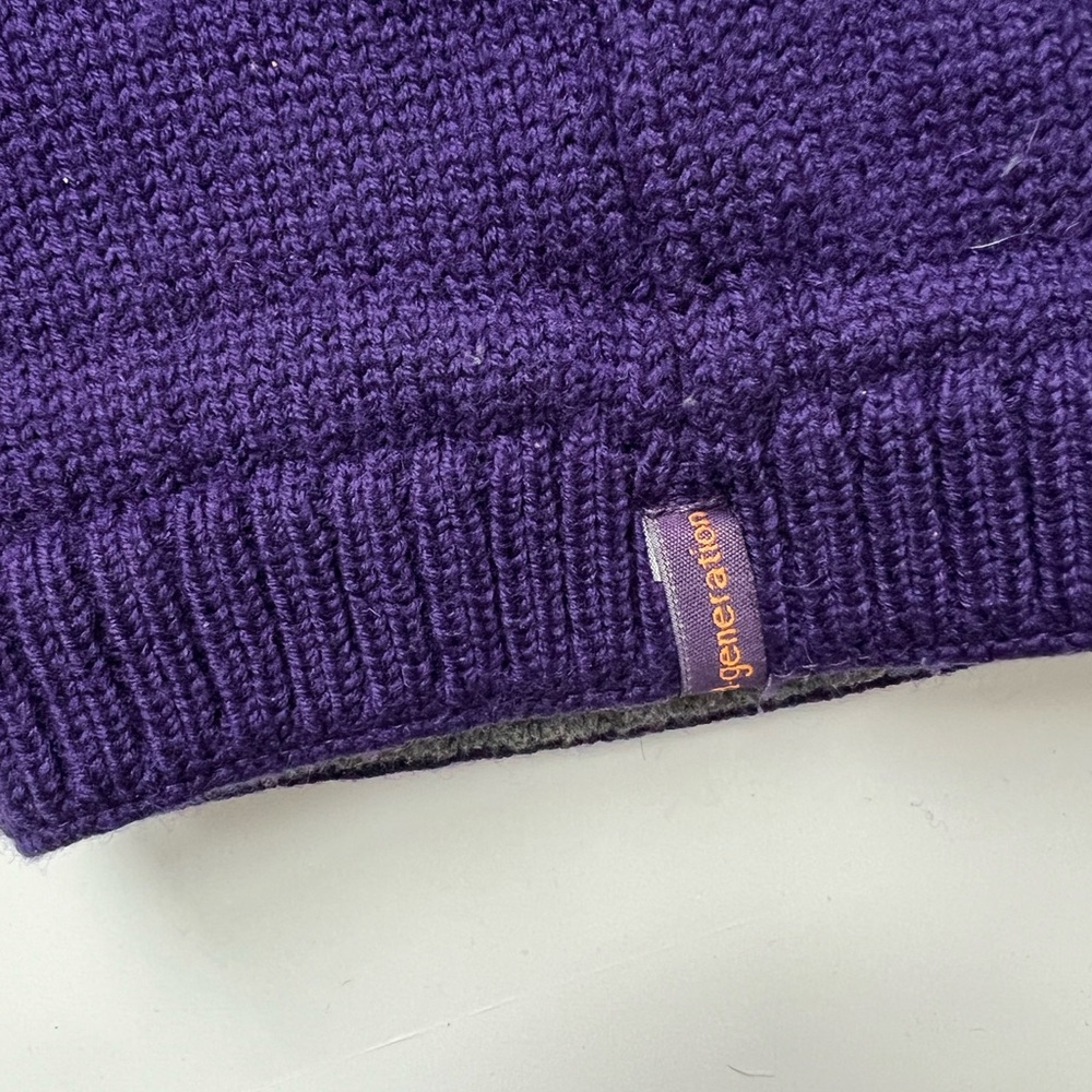 Purple Knit Beanie with Orange Smiley Face - Picture 3 of 4